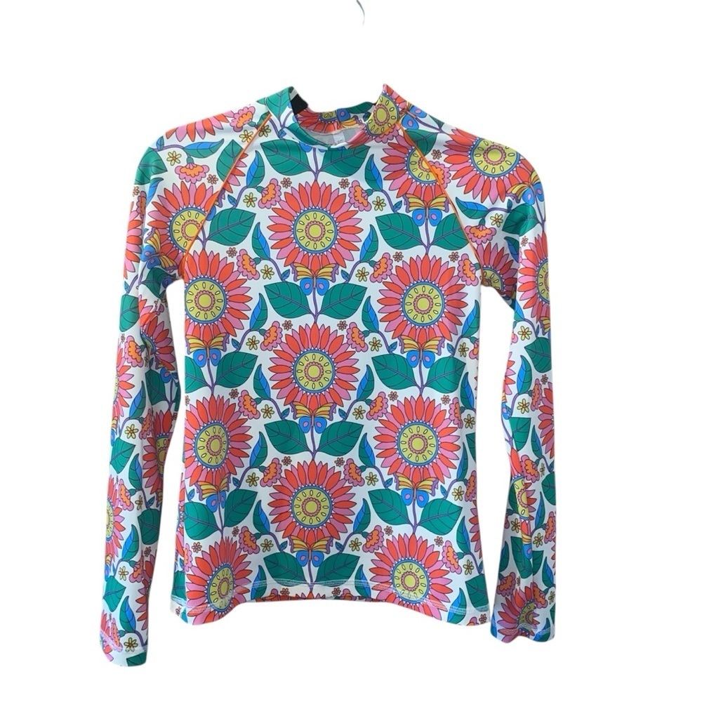 Mini Boden Floral Long sleeve rashguard size 13-14 Y